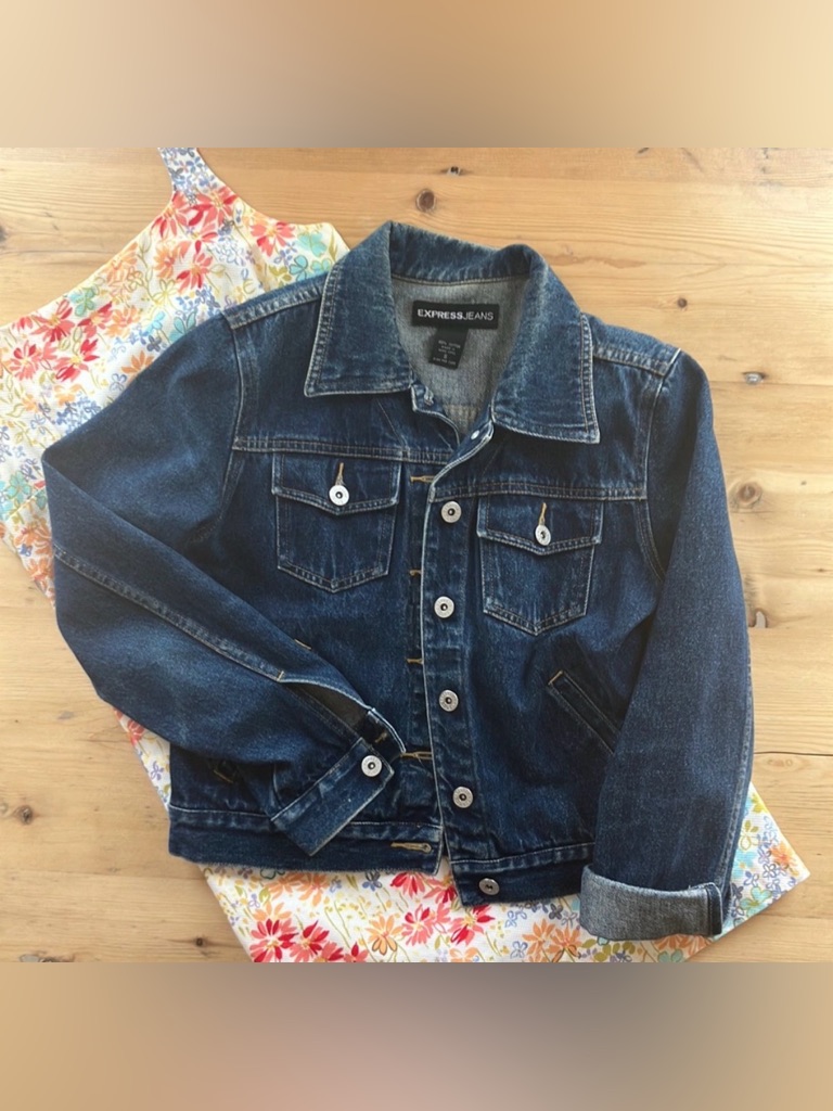 Express Jeans Denim Jacket Cropped Sz S Like New